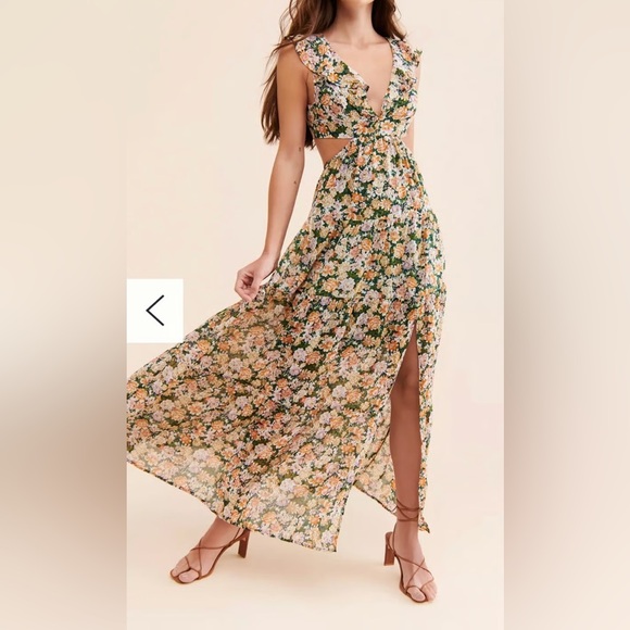 Astr Dresses & Skirts - Astr Floral Maxi Dress - Green and Orange